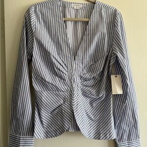 Good American Striped Poplin Blouse
